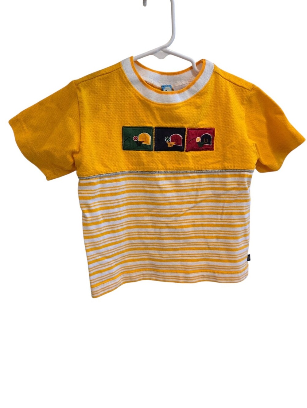 Vintage Y2k Gymboree Yellow Striped Sports Basketball Short Sleeved Tshirt